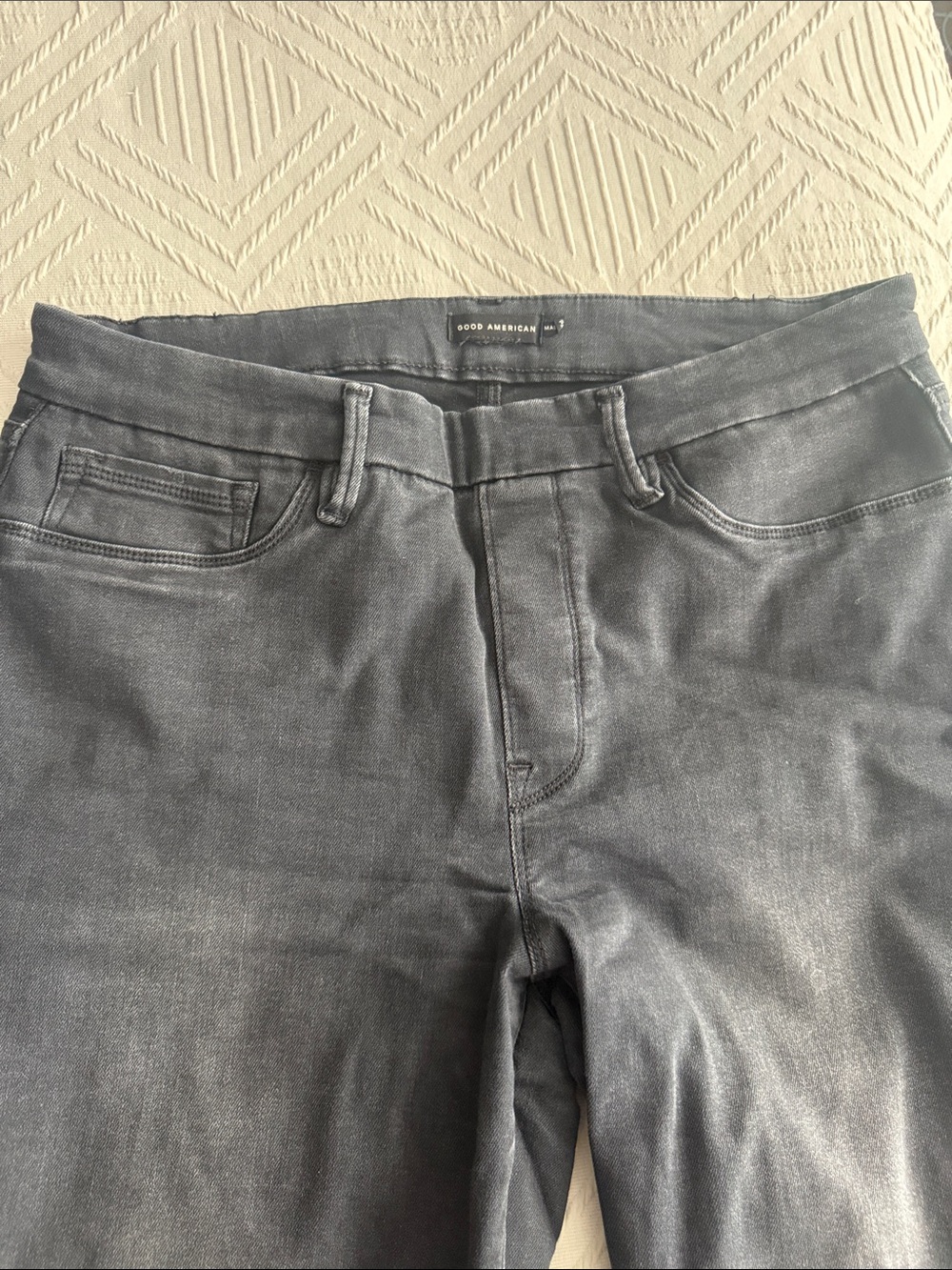 Good American Women's Charcoal Gray Stretch Jeggings